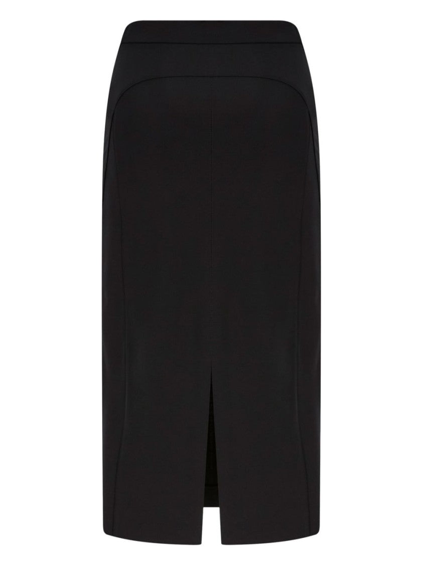 Pinko Tailored Black Midi Skirt With High Waist