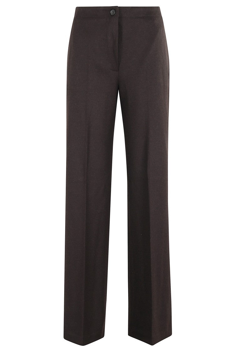 Seventy Dark Brown High-Waisted Trousers With Central Closure