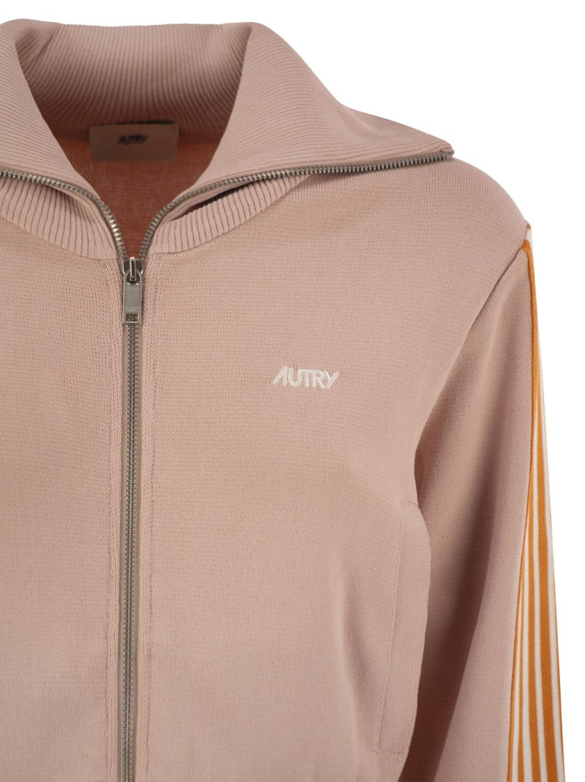Autry Knitted Tennis-Style Zip Sweatshirt