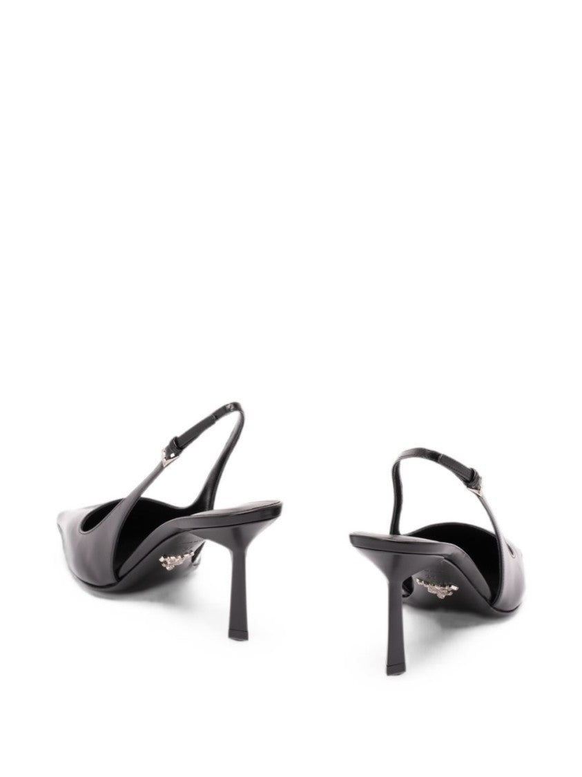 Prada Black Pointed-Toe Slingback Pumps