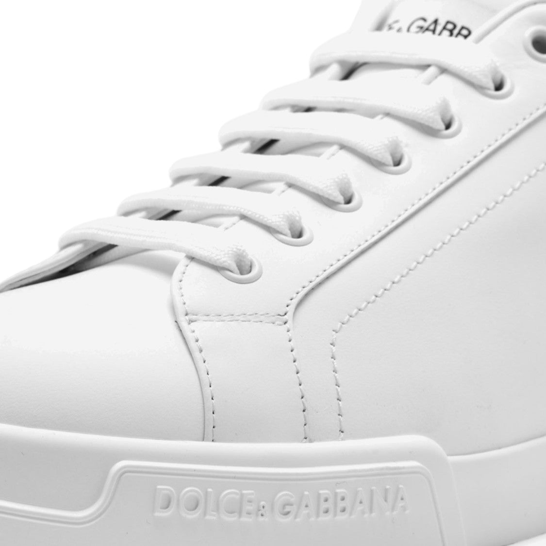 Dolce & Gabbana White Portofino Leather Lacing Sneakers