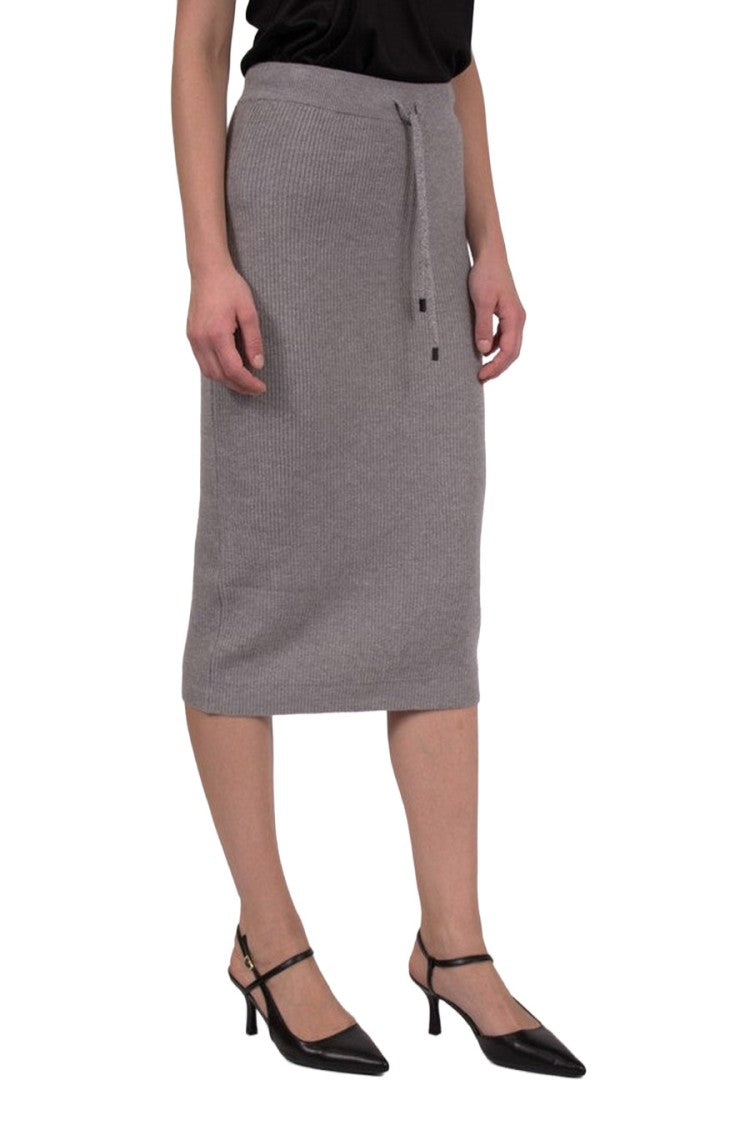 Peserico Grey Crepe Midi Skirt
