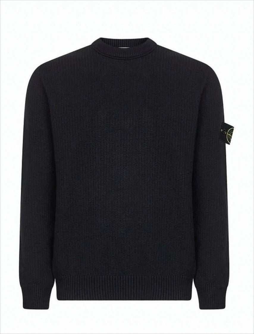 Stone Island Ribbed Knit Sweater With Classic Crew Neckline