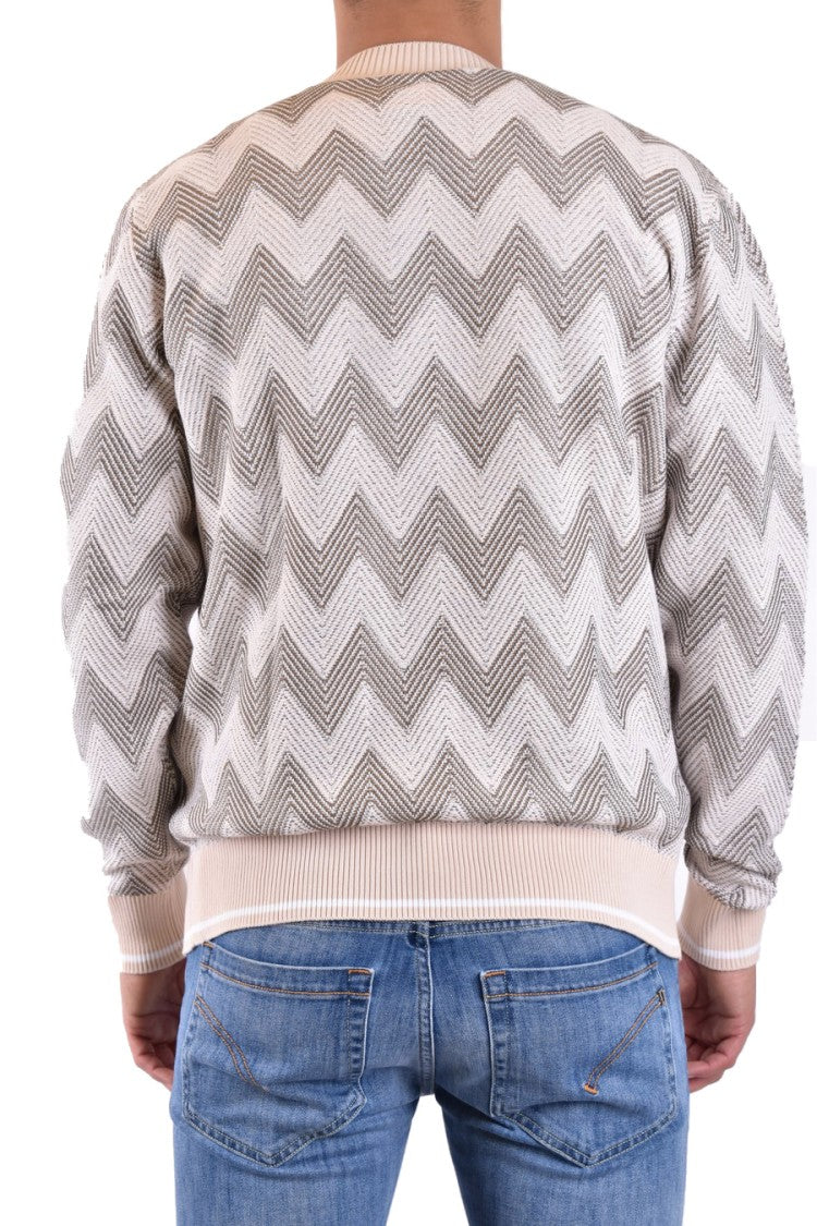 Missoni Beige Cotton Zigzag-Knit Cardigan