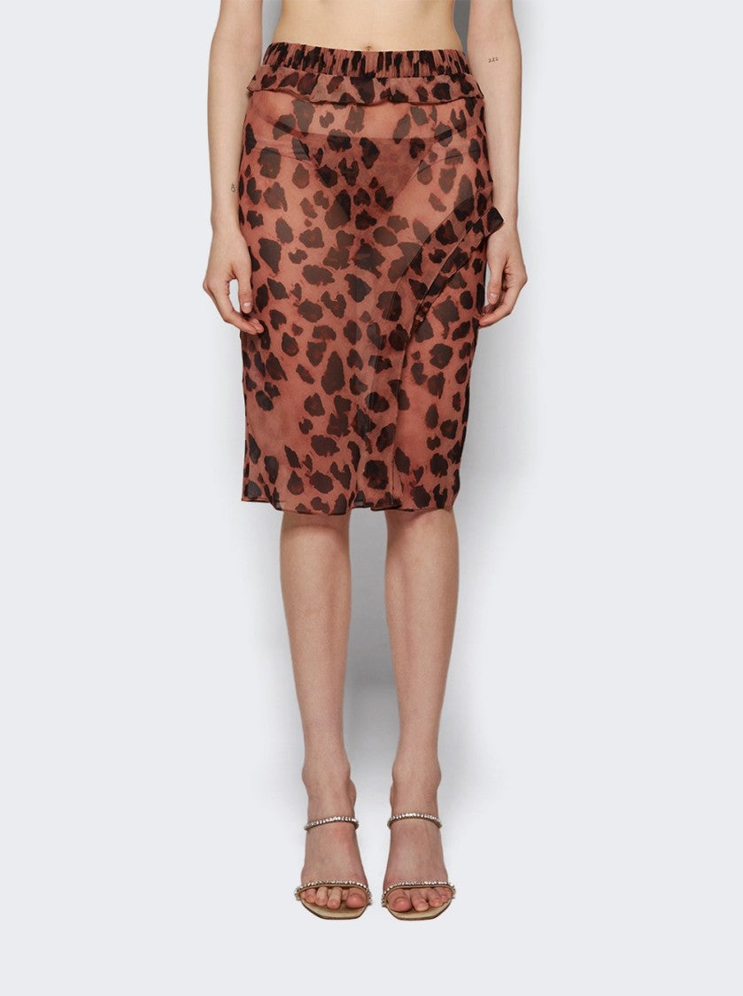 Christopher Esber Concave Bias Layered Skirt Leopard Print