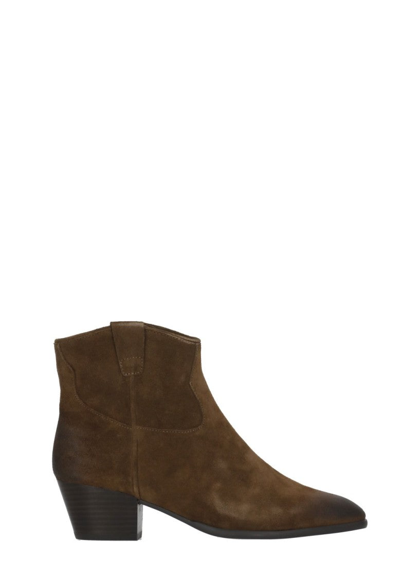 Ash Brown Fame Arrow-Toe Suede Boots