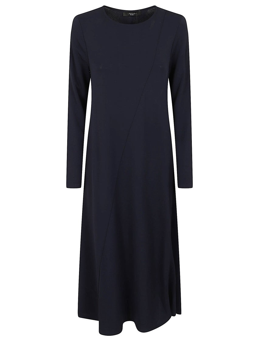 Max Mara Diagonal Inlay Long Dress In Soft Stretch Viscose Crepe