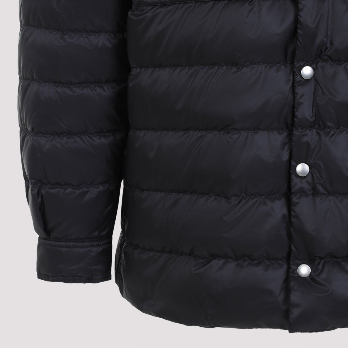 Moncler X Rick Owens Quilted Black Shirt With Collar And Relaxed Fit