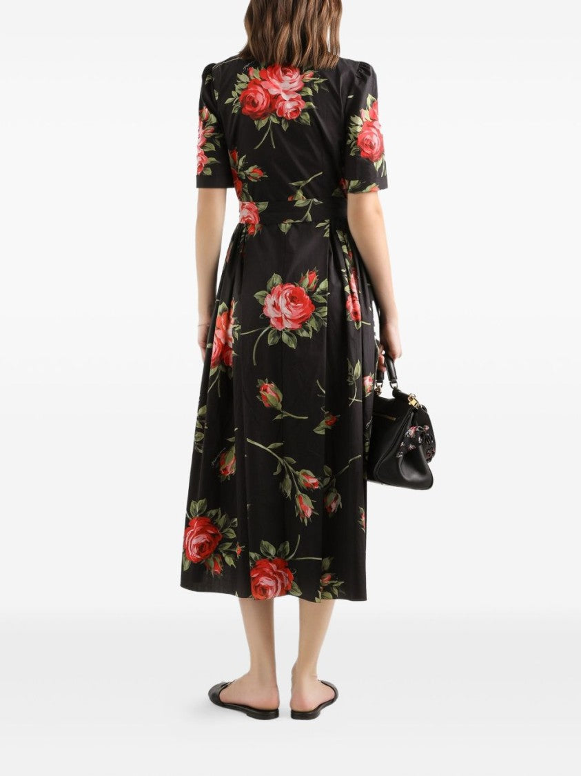 Dolce & Gabbana Shirt-Style Midi Dress With Flared Skirt