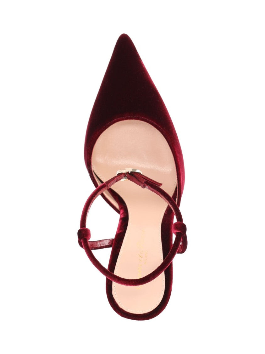 Gianvito Rossi Pointed-Toe Velvet Pumps With Ankle Strap