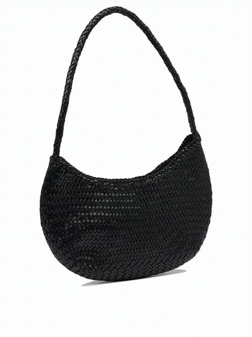 Dragon Diffusion Crescent-Shaped Woven Leather Shoulder Bag