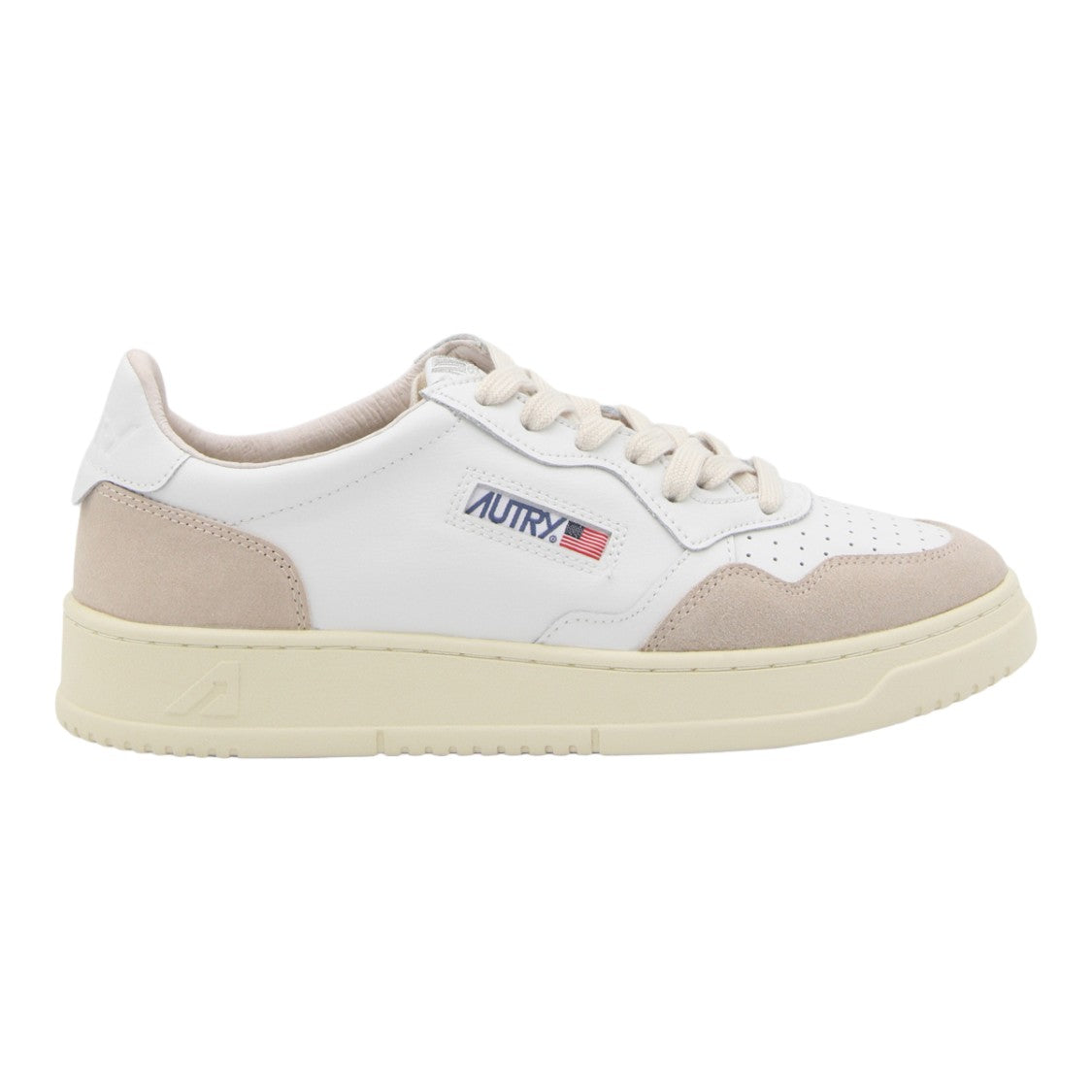 Autry Low-Top White Leather Sneakers With Suede Overlays