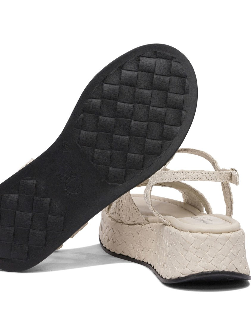 Pons Quintana Woven Leather Platform Sandals With Crisscross Design