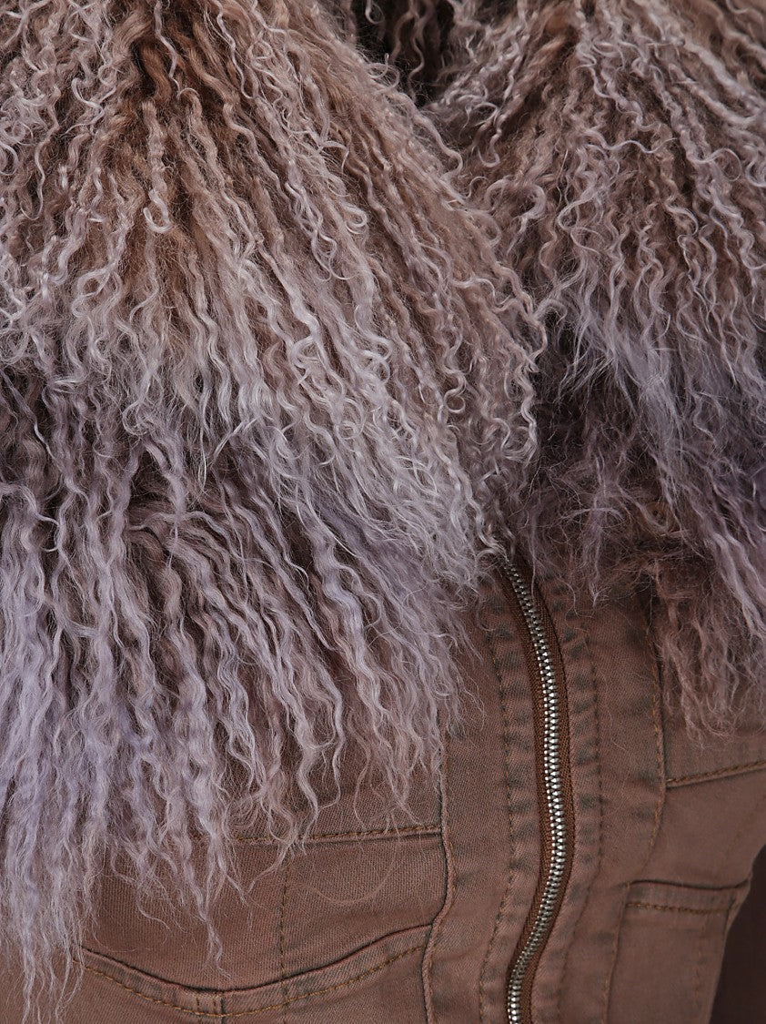 Knwls Cotton Zip Jacket With Fur Collar