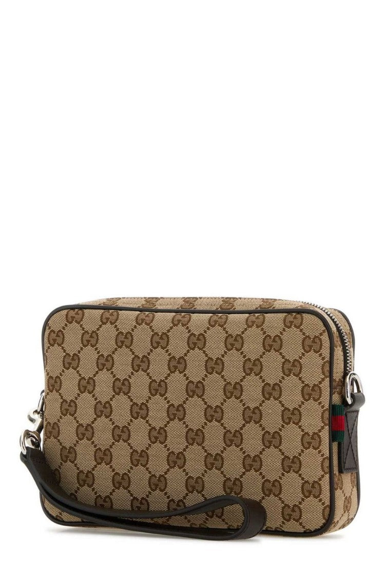 Gucci Monogrammed Beige Canvas Crossbody Bag