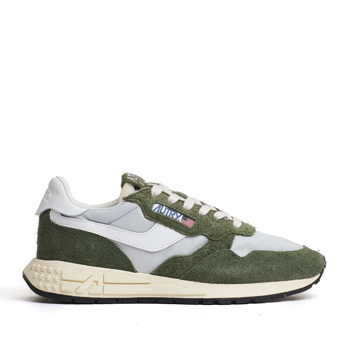 Autry White/Grey/Olive Reelwind Low Sneakers