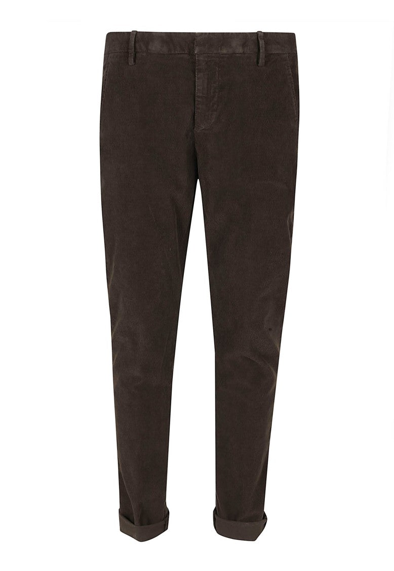 Dondup Slim-Fit Brown Corduroy Trousers With Cuffed Hems