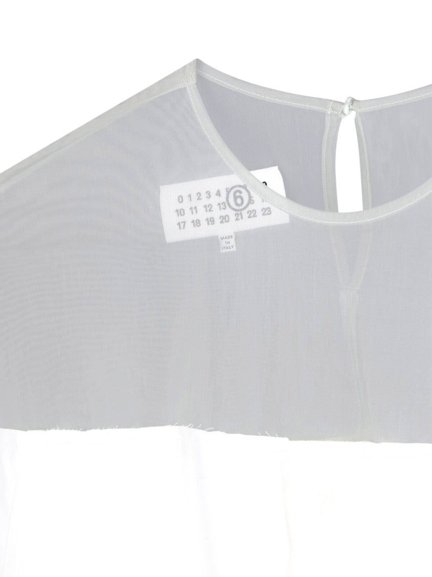 Mm6 By Maison Margiela White Minimalist Sheer Yoke Button-Down Top