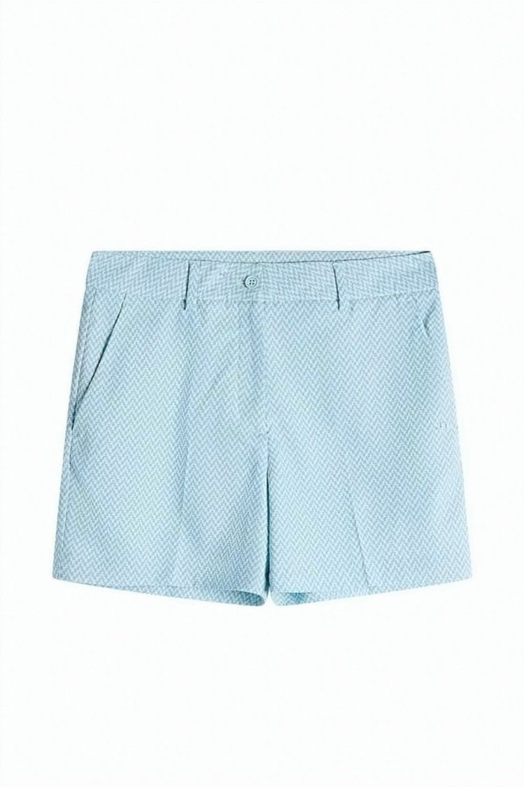 J Lindeberg Light Blue Tailored Shorts With Subtle Zigzag Pattern