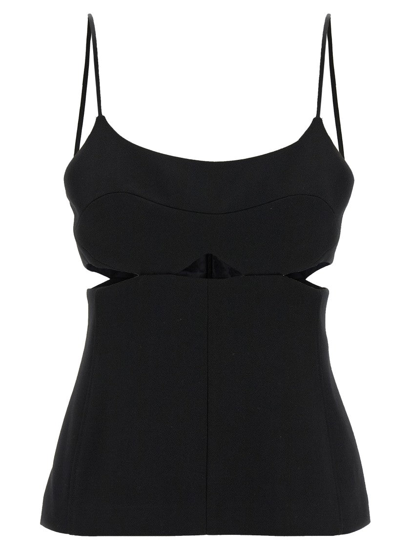 Victoria Beckham Grain Depoudre Blend Cut-Out Cami With Balloon Neckline