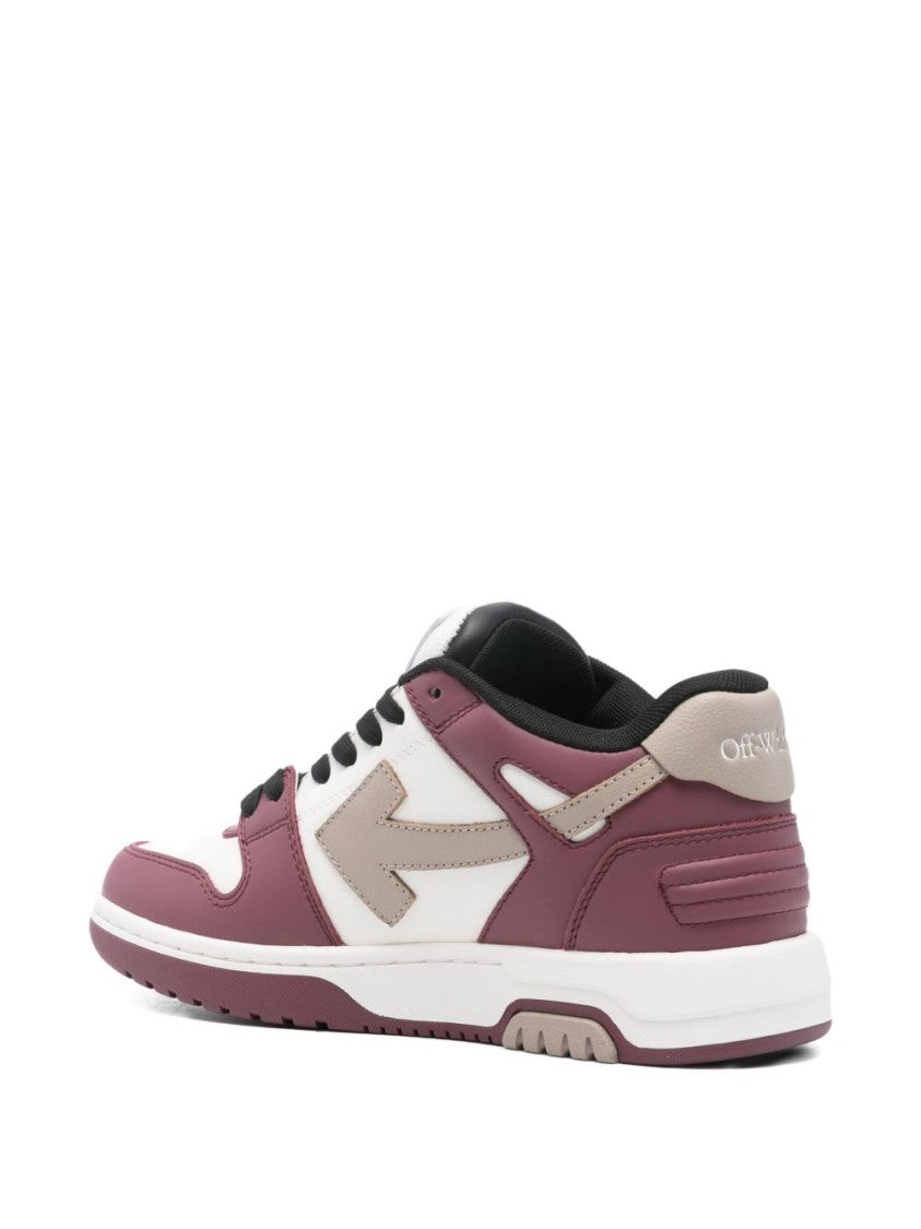 Off-White Low-Top Sneakers With Bordeaux