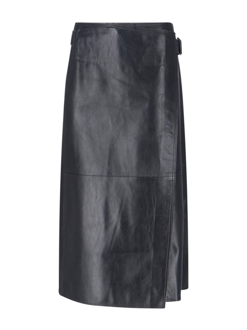 Calvin Klein Nappa Midi Skirt – Black