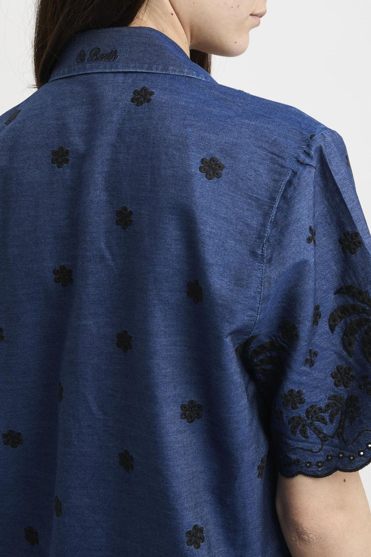 Mc2 Saint Barth Short-Sleeved Shirt Dress With Embroidered Floral