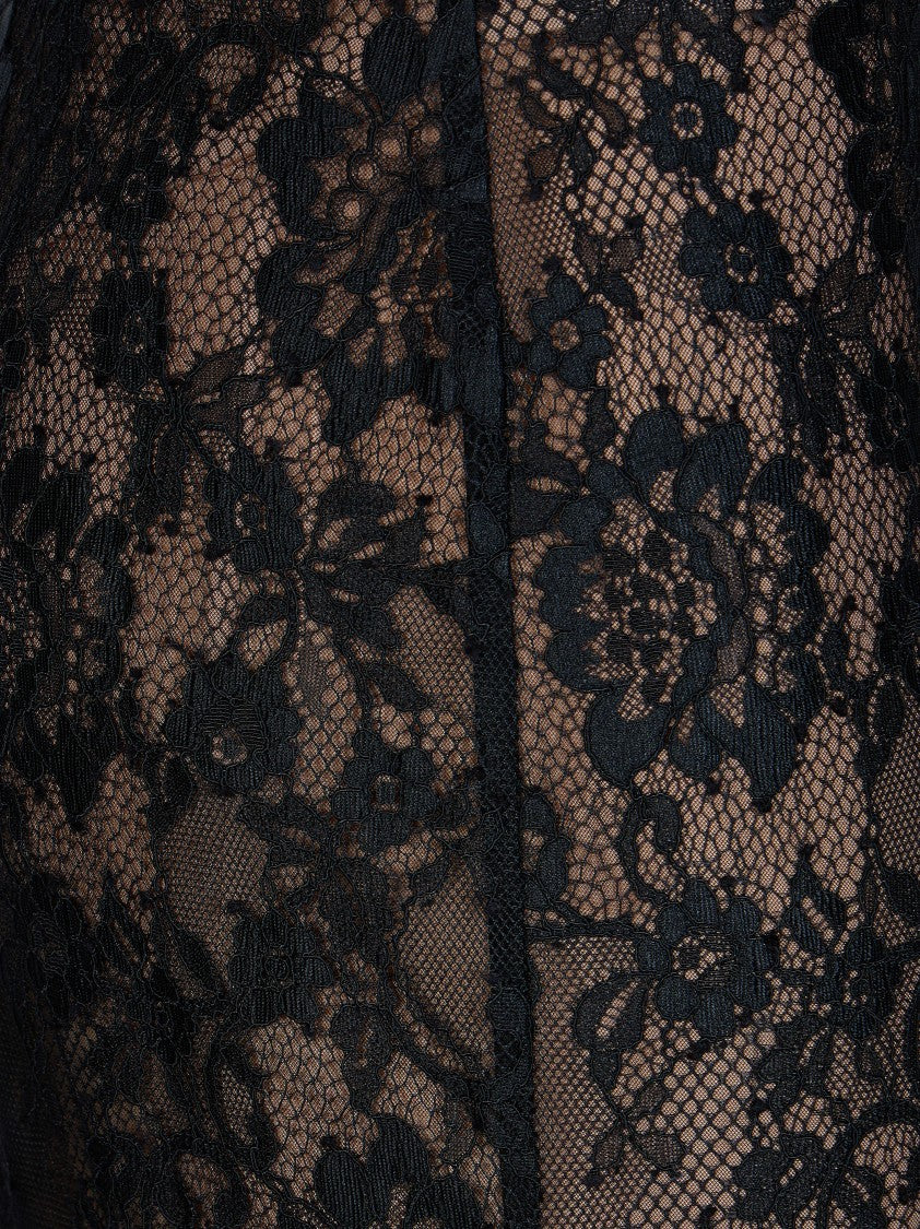 Self-Portrait Black Intricate Sheer Lace Midi Skirt