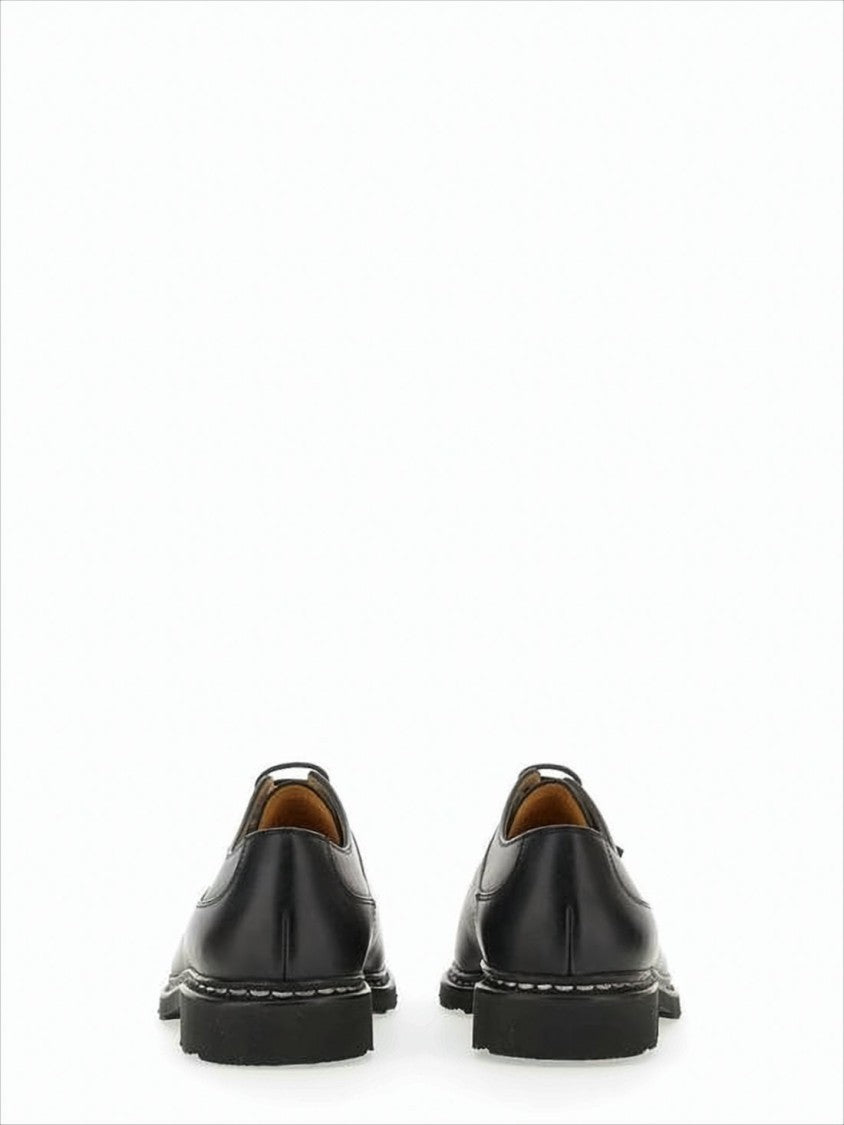 Paraboot Distinctive Black Leather Loafers With Split-Toe Design