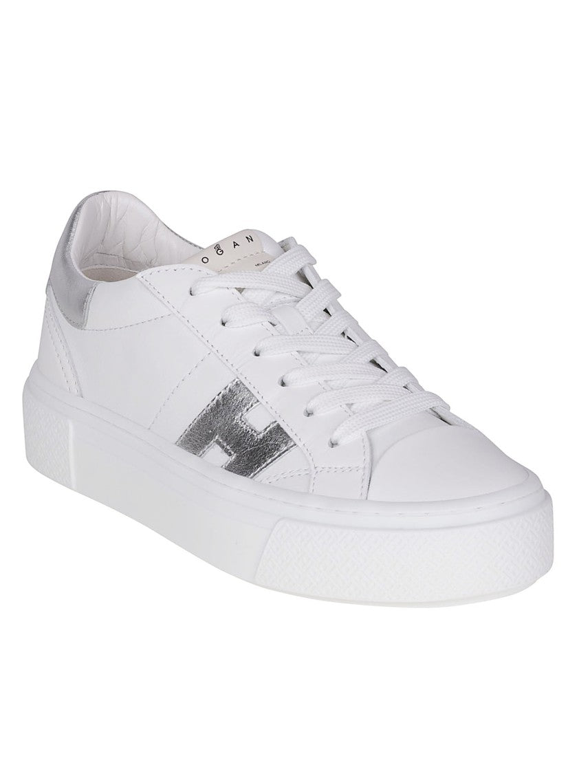 Hogan H705 Low Top White Metallic Sneakers