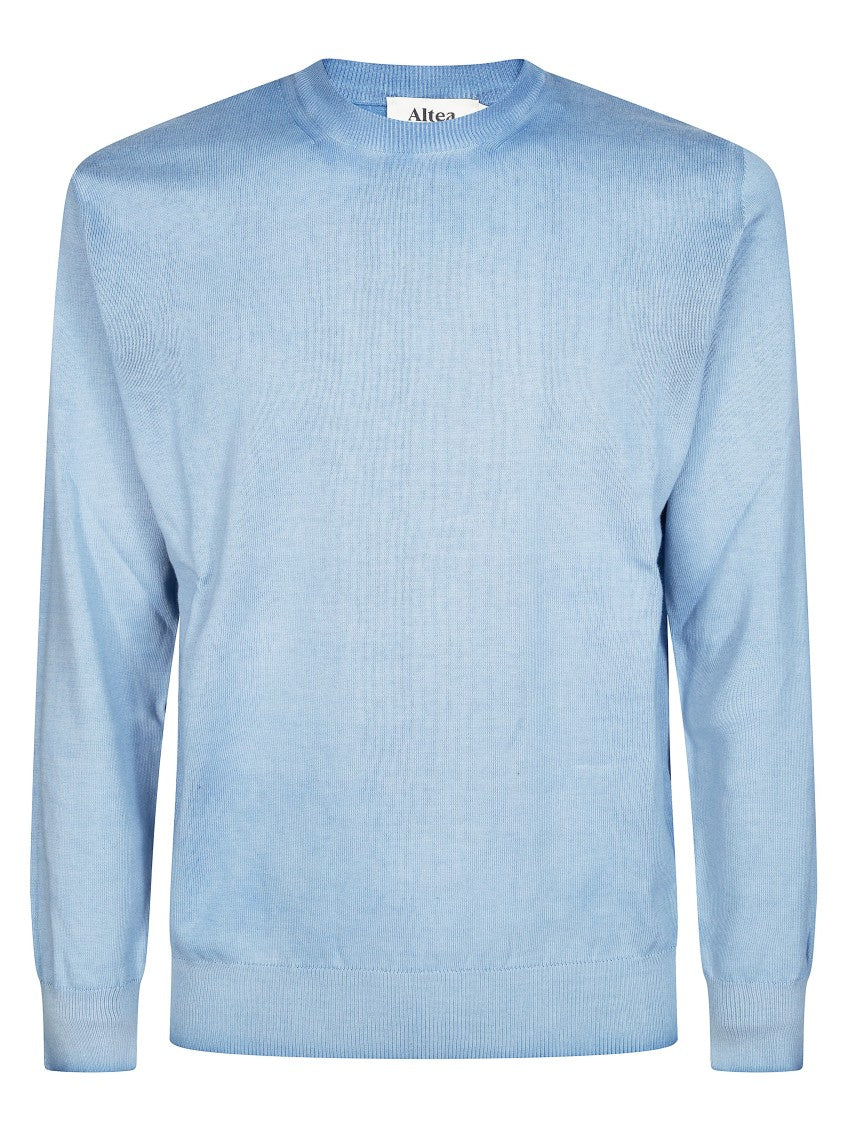 Altea Light Blue Rasato Crewneck Sweater