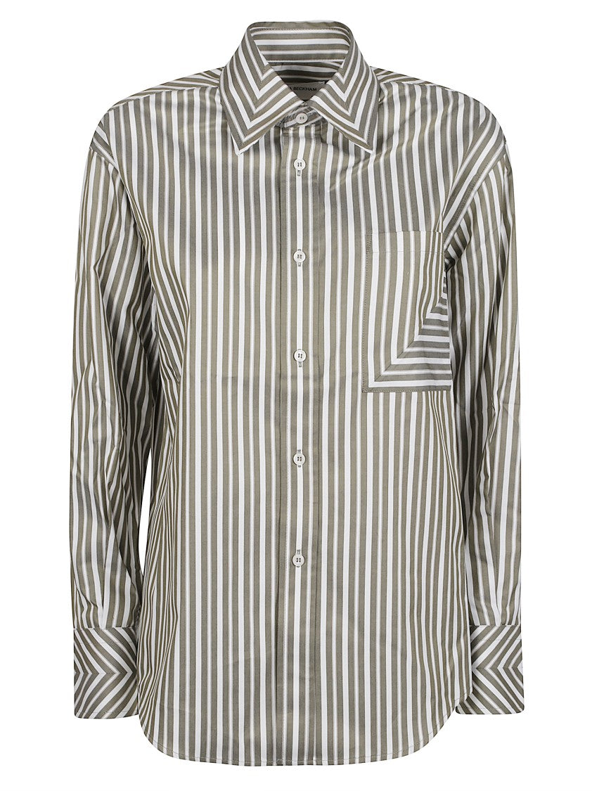 Victoria Beckham Pocket Detail Vertical Stripe Cotton Shirt