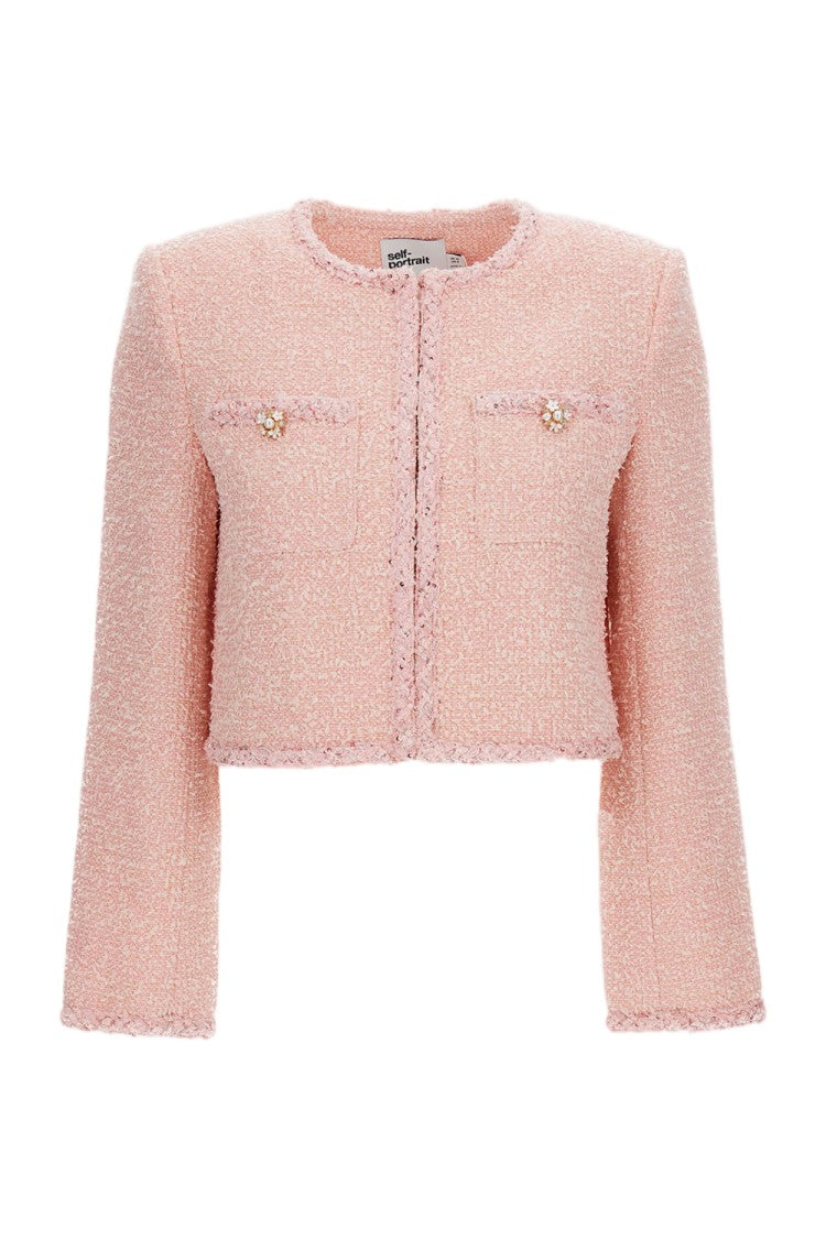 Self-Portrait Pink Bouclé Structured Padded Jacket