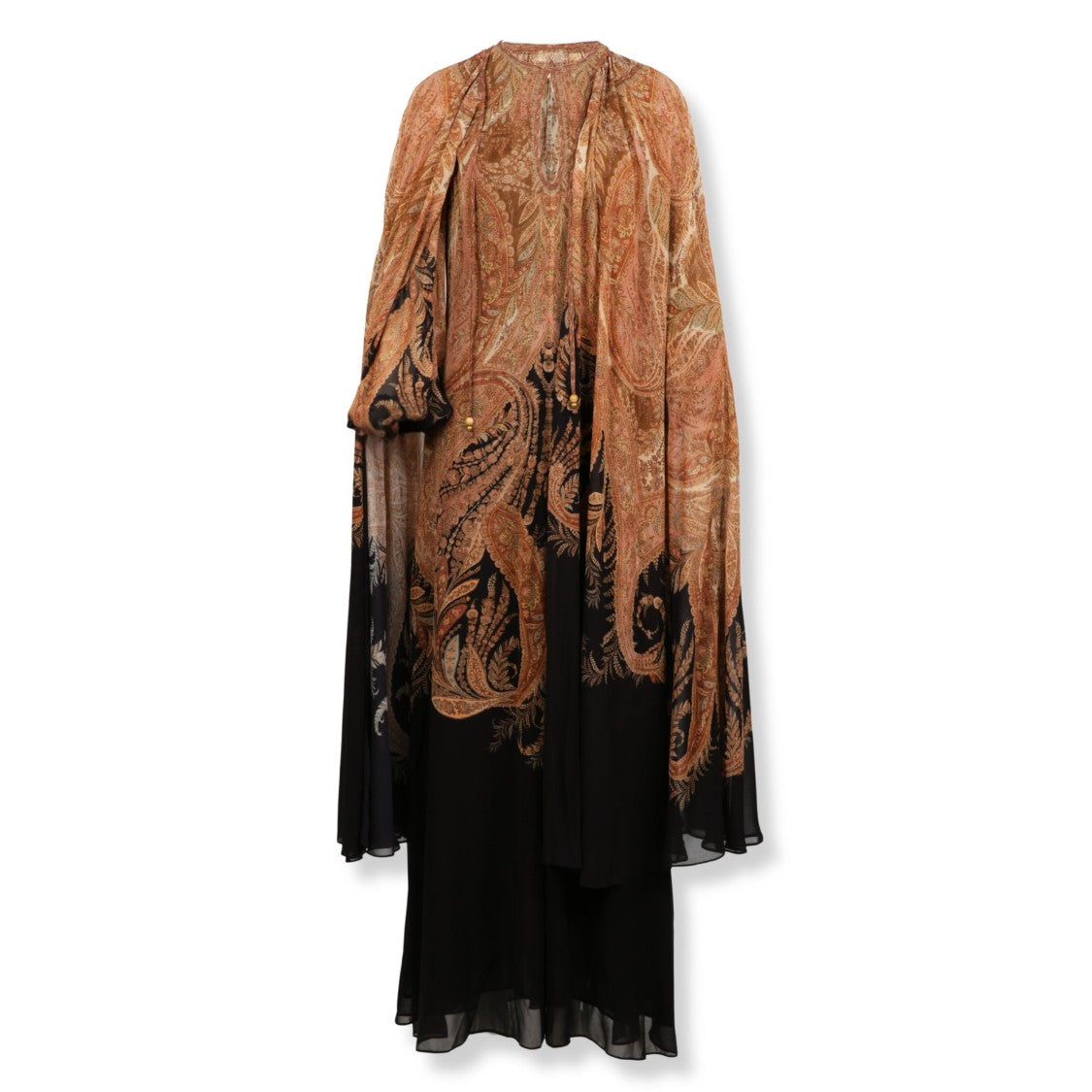 Zimmermann Hypnotic Caped Maxi Dress With Paisley Print