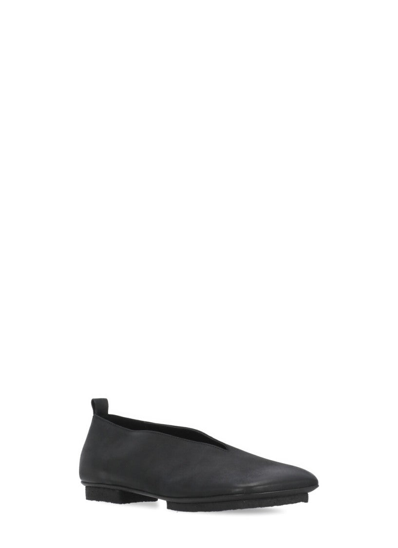 Uma Wang Black Smooth Leather Ballet Shoes