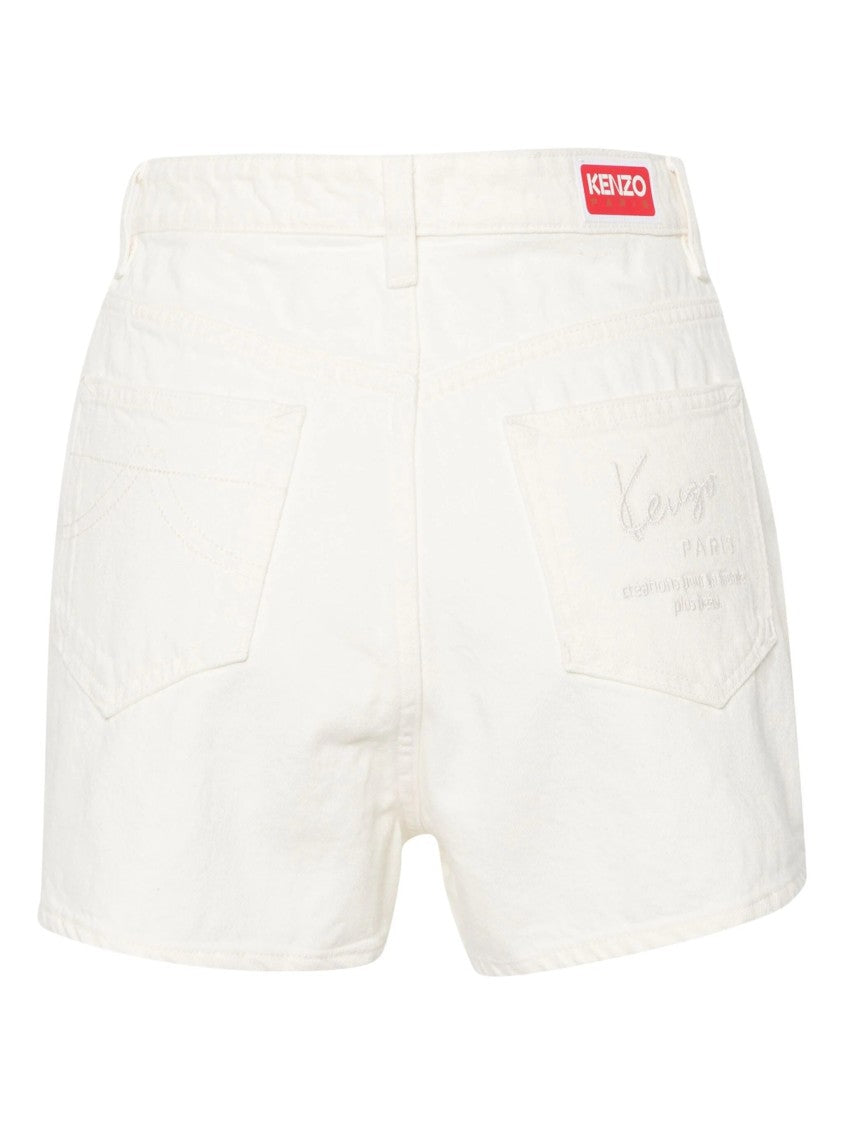 Kenzo High-Waisted Cotton Shorts With Design