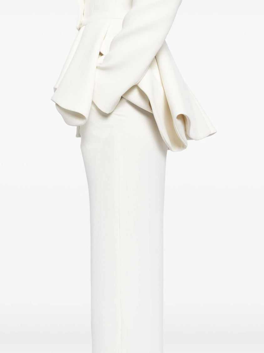 Saiid Kobeisy Structured Off-White Tailored Set With Pleated Hem