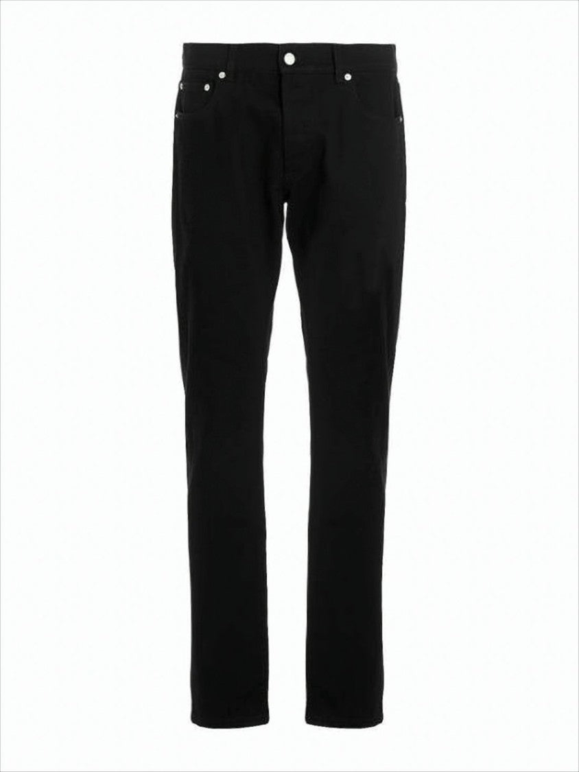 Alexander Mcqueen Classic Tailored Black Straight Pants With Subtle Logo