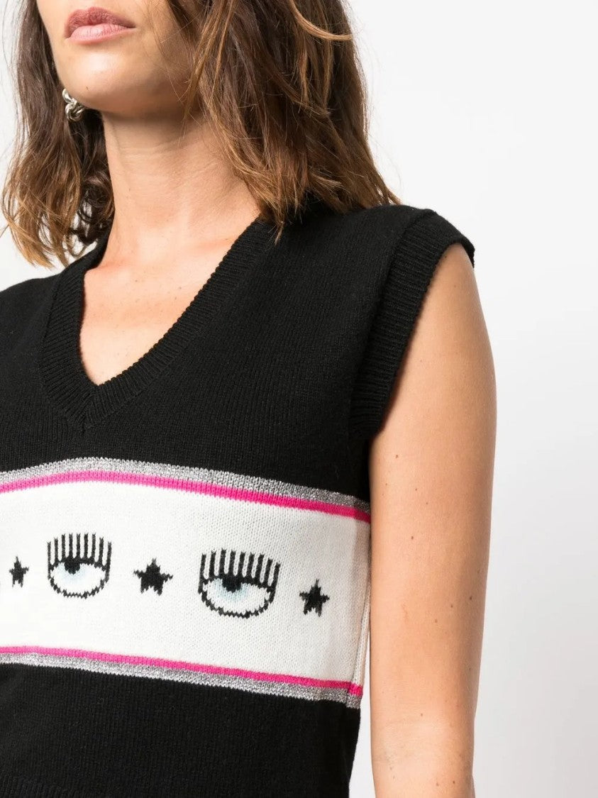 Chiara Ferragni Classic Knit Round Neck Long-Sleeve Sweater