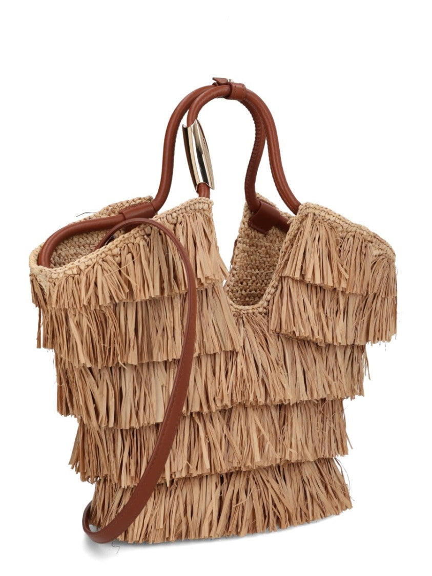 Zimmermann Goldentime Layered Fringes Raffia Bag Handbag
