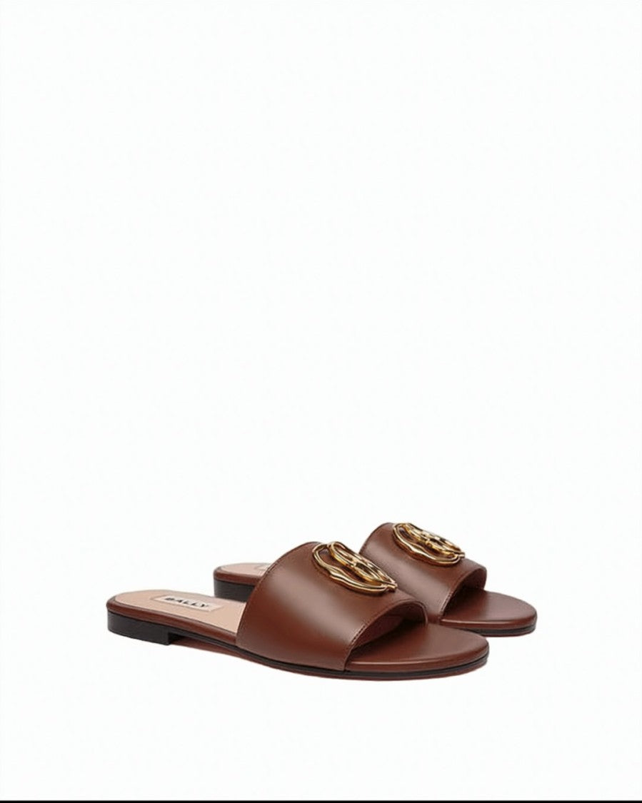 Bally Open-Toe Sheepskin Mules With Gold-Tone Emblem