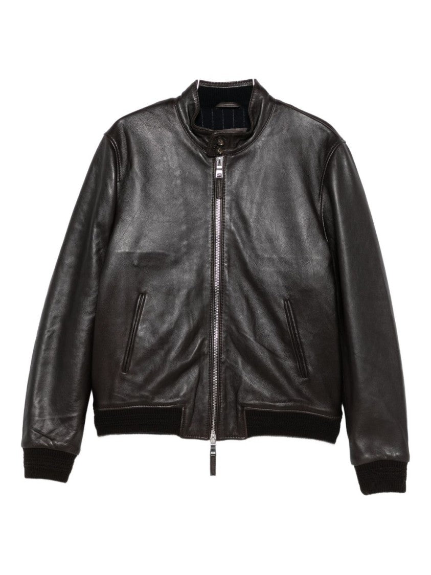 The Jack And Jackie Leathers Brown Leather Jacket And Calfskin Finish