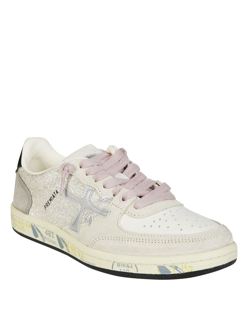 Premiata Low-Top Off-White Sneakers With Textured Accents