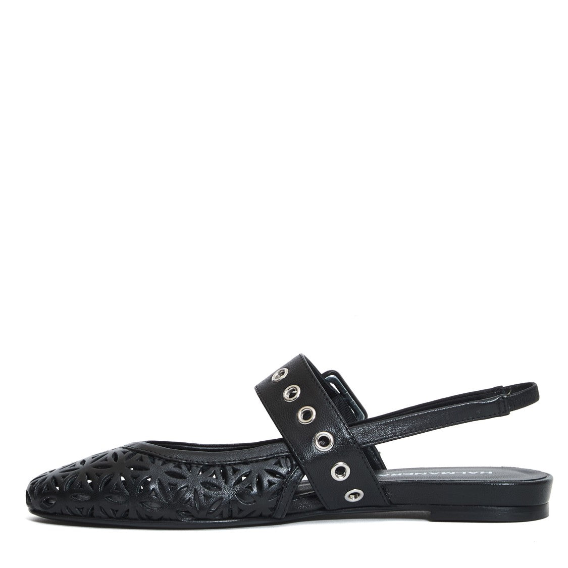 Halmanera Slingback Flat Laserata Pelle Nera