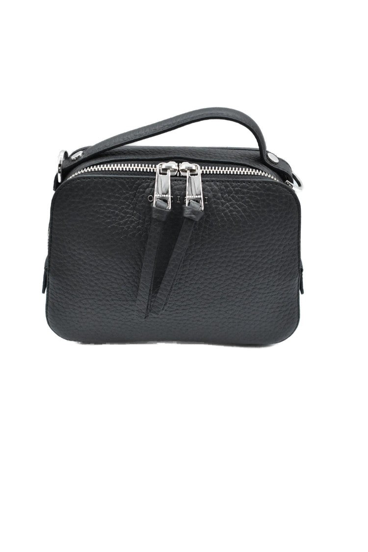 Orciani Textured Black Handbag With Zip Closure