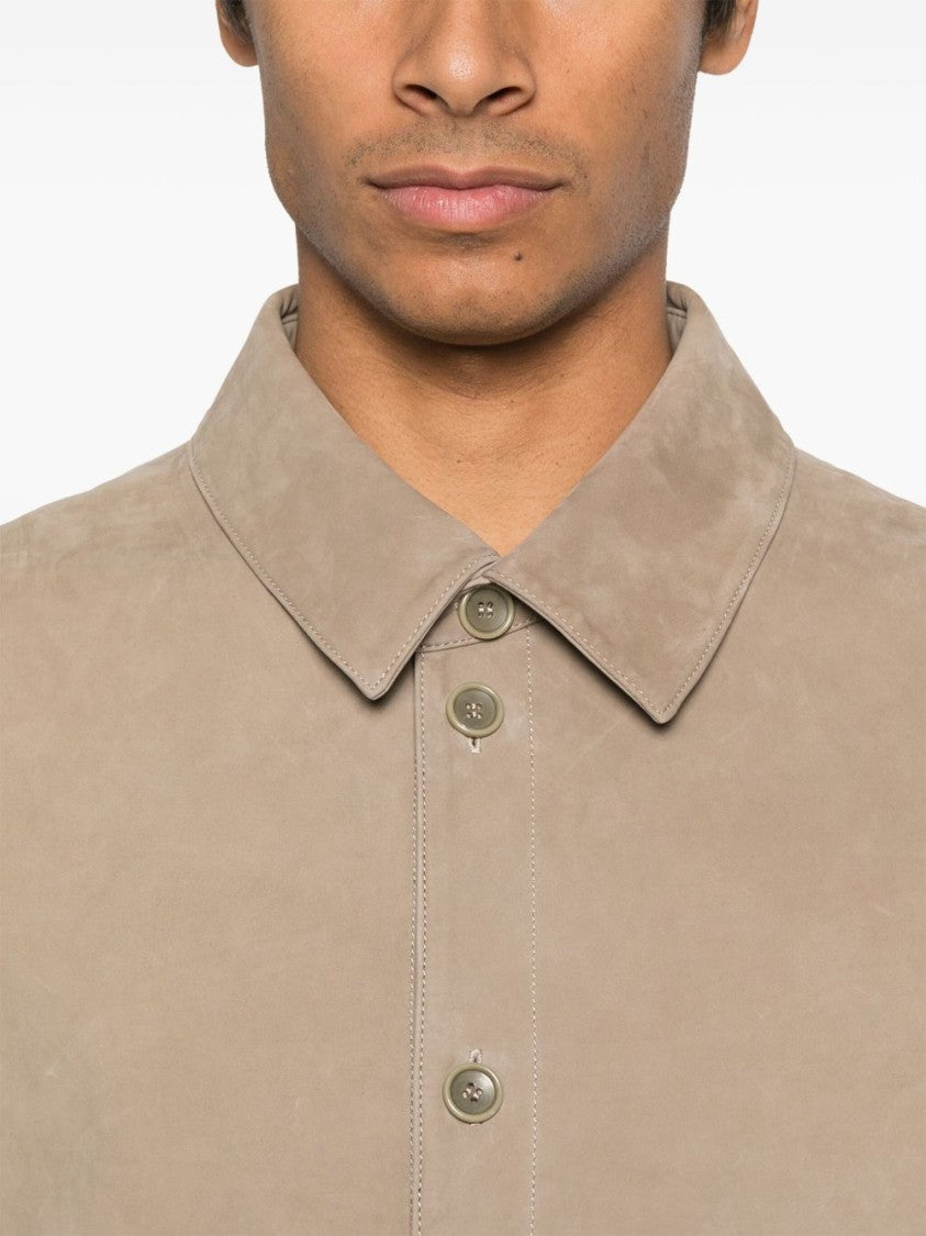 Entire Studios Almond Beige Button-Down Shirt With Relaxed Fit