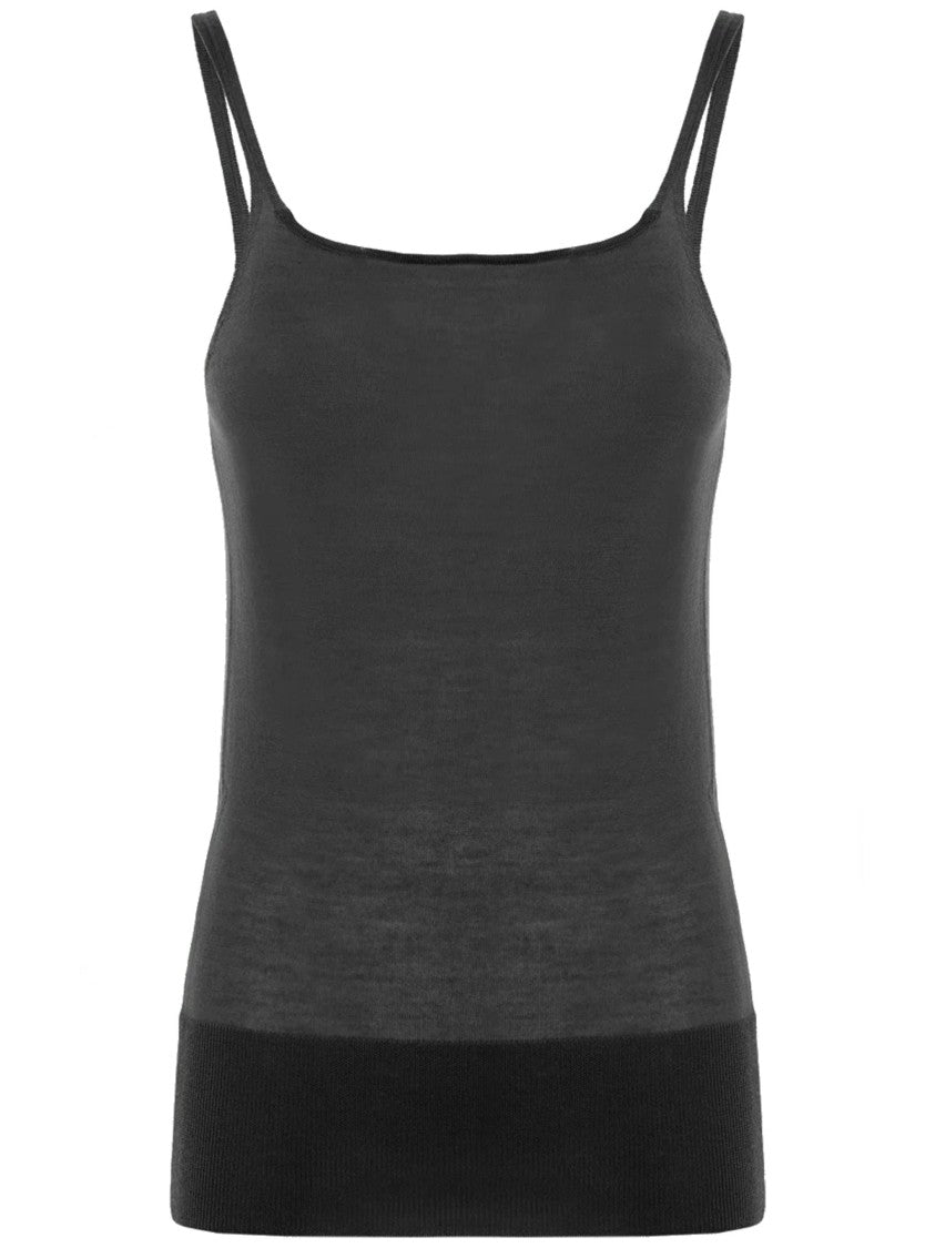 Malo Dark Brown Canottiera Fitted Cashmere Tank Top