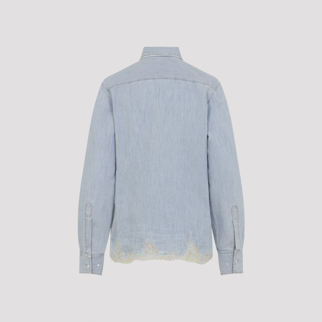 Ermanno Scervino Lace-Detail Cotton-Linen Blend Shirt With Classic Collar