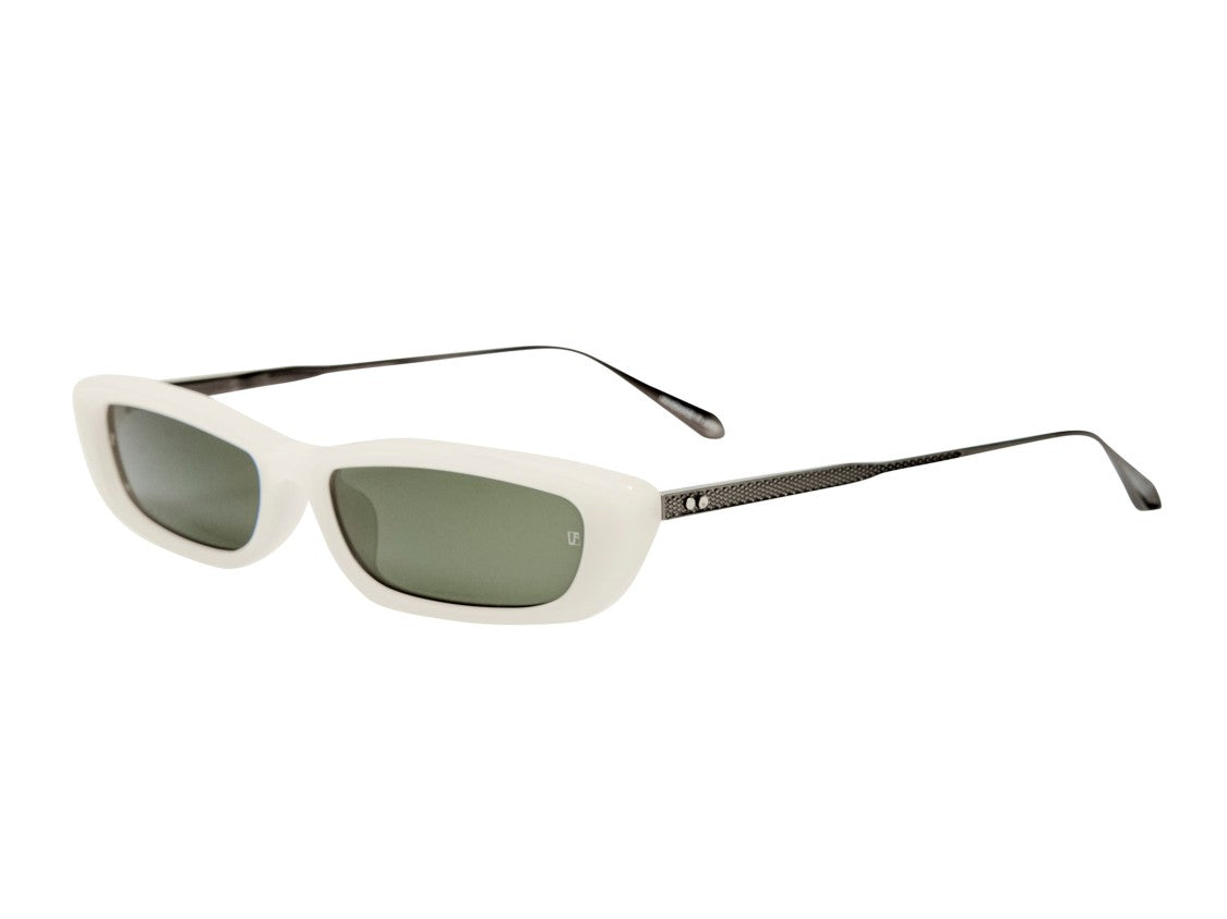 Linda Farrow White Lfl1664 Glossy Acetate Rectangular Sunglasses