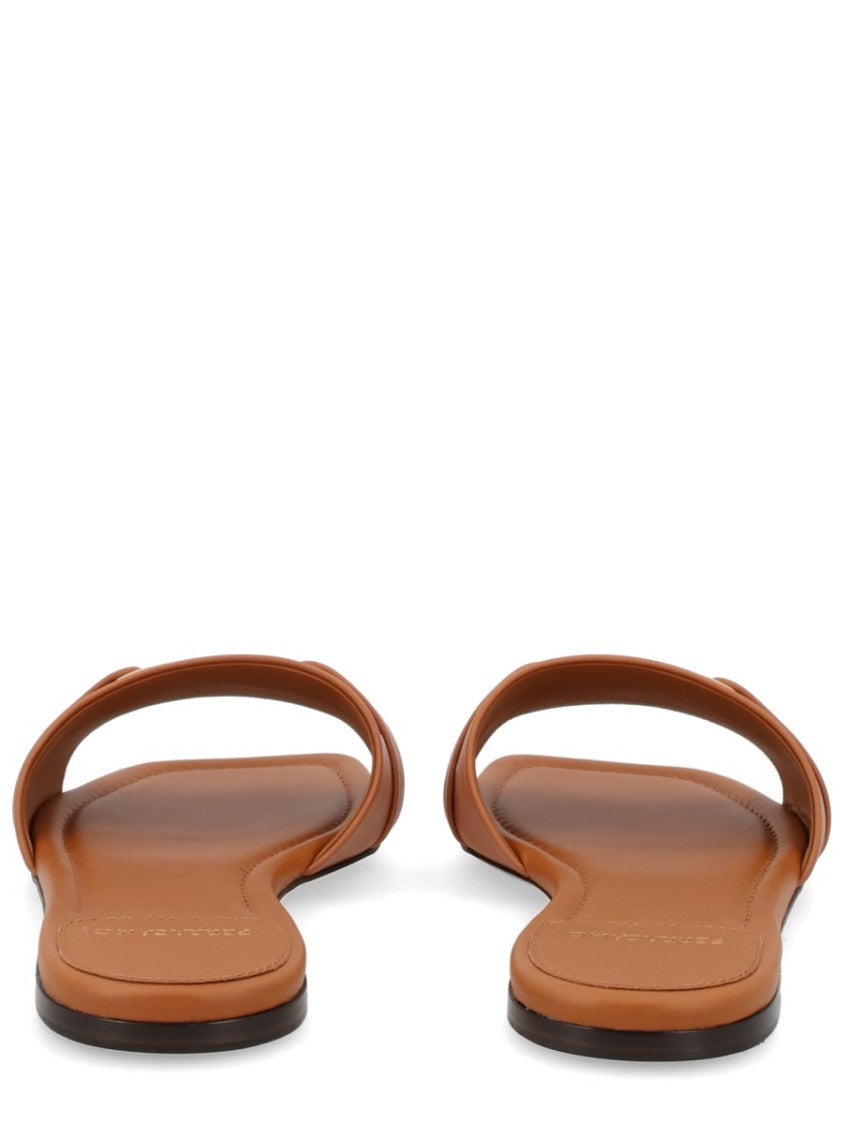 Ferragamo Gancini Calf Leather Minimalist Mules